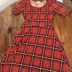 LuLaRoe Ana Maxi Dress. Red, black & creme. XL